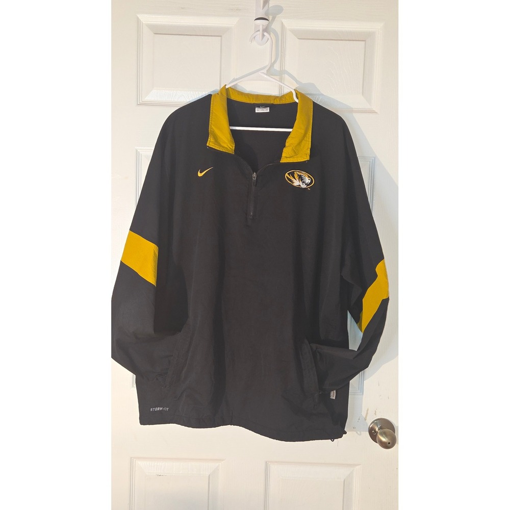 Nike Storm-FIT Missouri Tigers Mizzou Quarter Zip Windbreaker Black Gold XXL